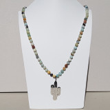 Collier perles tons bleu pâle