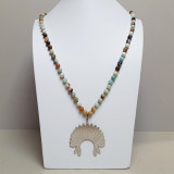 Collier perles tons bleu pâle