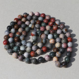 Collier perles brun gris, pendentif coeur