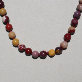 Collier perles gris beige