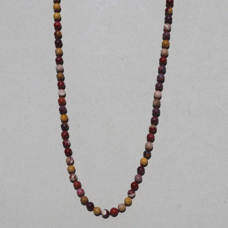 Collier perles gris beige