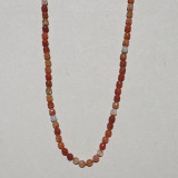 Collier perles orange/brun rouge