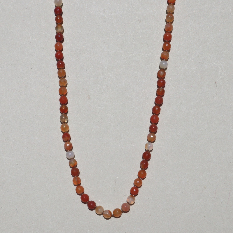 Collier perles orange/brun rouge