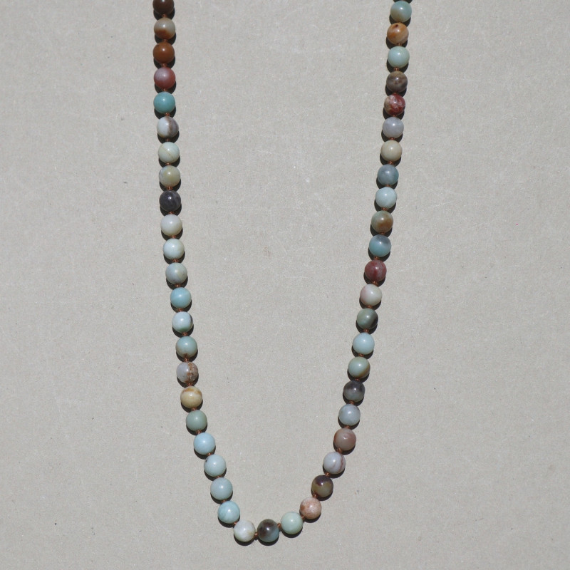 Collier perles tons bleu pâle