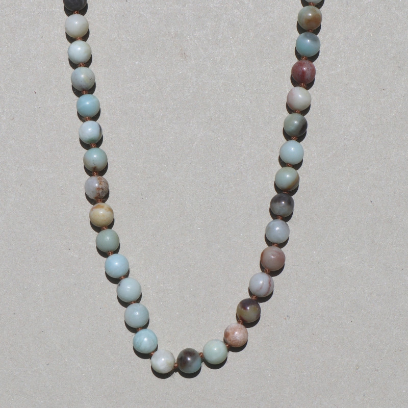 Collier perles tons bleu pâle