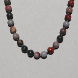 Collier perles brun gris, pendentif coeur