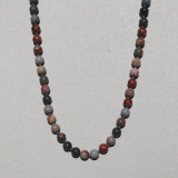 Collier perles brun gris, pendentif coeur