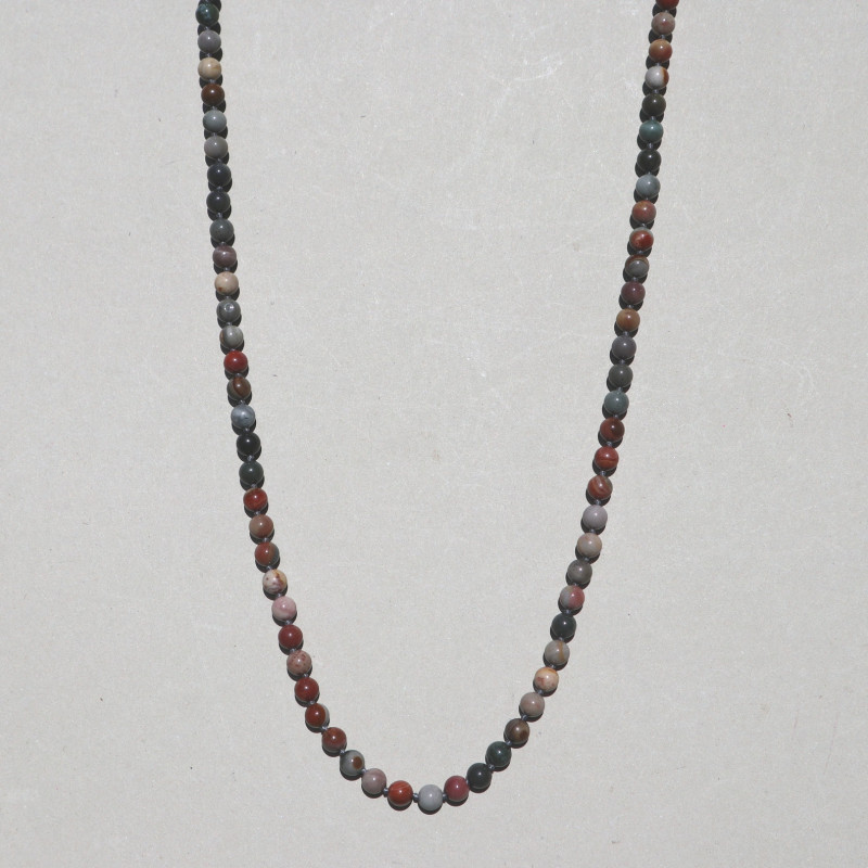 Collier perles brun gris, pendentif coeur