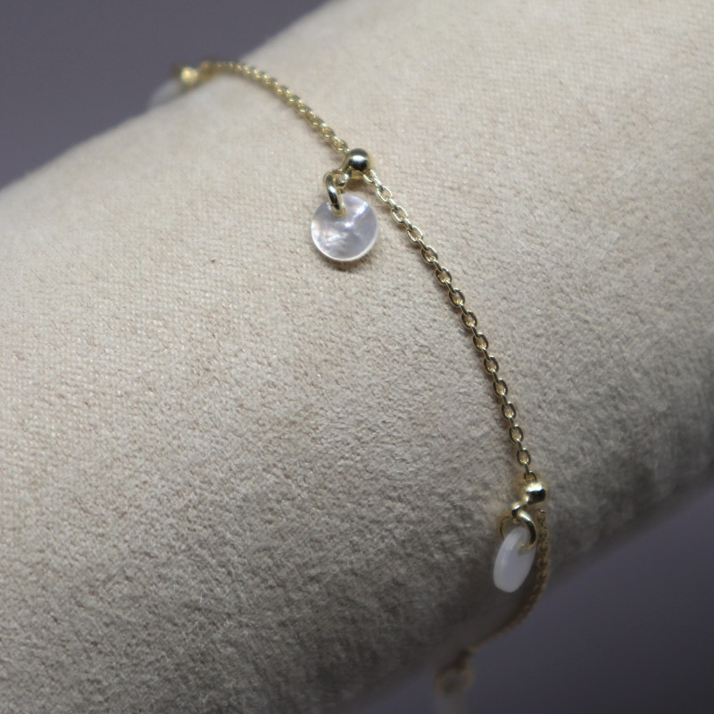 Bracelet argent doré pampilles nacre