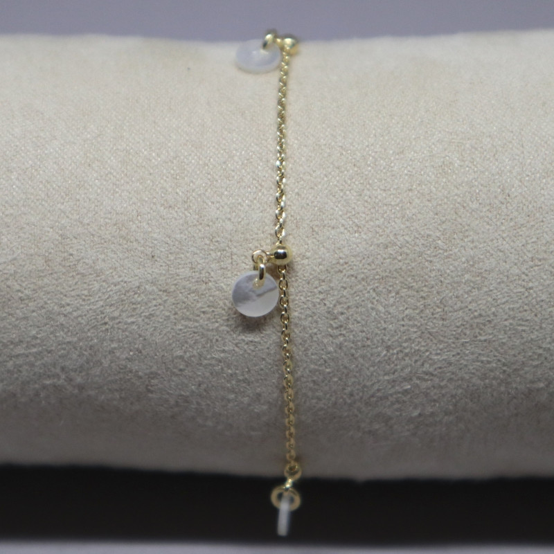 Bracelet argent doré pampilles nacre