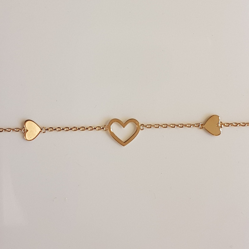 Bracelet 3 coeurs plaqué or