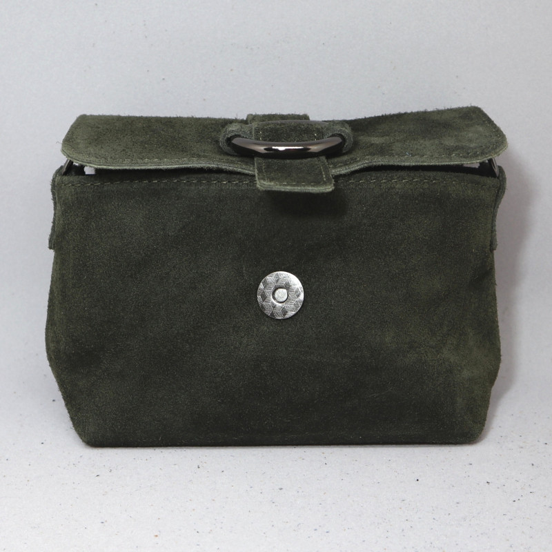 Mini sac en daim, décor boucle, vert kaki