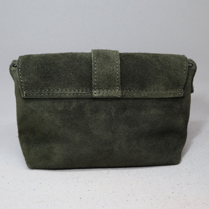 Mini sac en daim, décor boucle, vert kaki