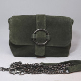 Mini sac en daim, décor boucle, vert kaki