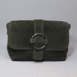 Mini sac en daim, décor boucle, vert kaki