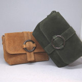 Mini sac en daim, décor boucle, vert kaki