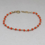 Bracelet Perles de verre de couleur, argent doré