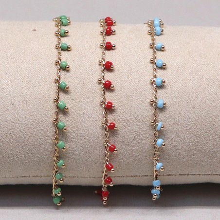 Bracelets plaqué or pampilles pierres de couleur