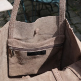 Sac cabas à franges en daim gris