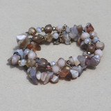 Bracelet 3 rangs camaieu beige