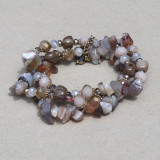 Bracelet 3 rangs camaieu beige