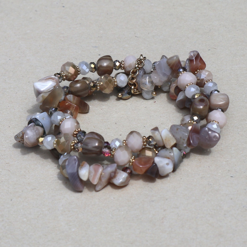 Bracelet 3 rangs camaieu beige