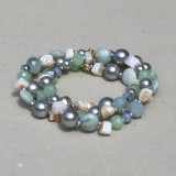 Bracelet multi-rangs vert d'eau