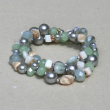 Bracelet multi-rangs vert d'eau