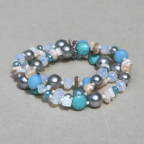 Bracelet multi-rangs turquoise
