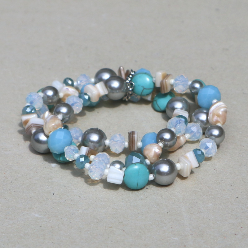 Bracelet multi-rangs turquoise