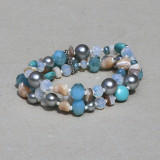 Bracelet multi-rangs turquoise