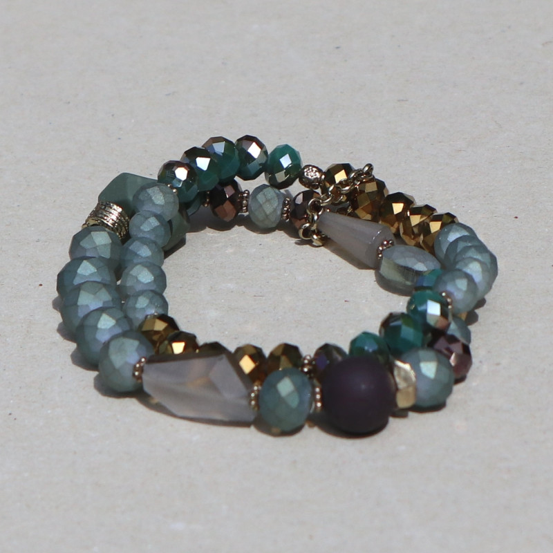 Bracelet double-rangs bleu-vert