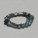 Bracelet double-rangs bleu-vert