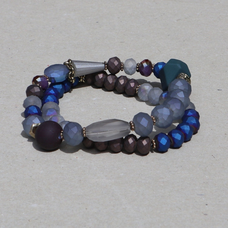 Bracelet double-rangs bleu