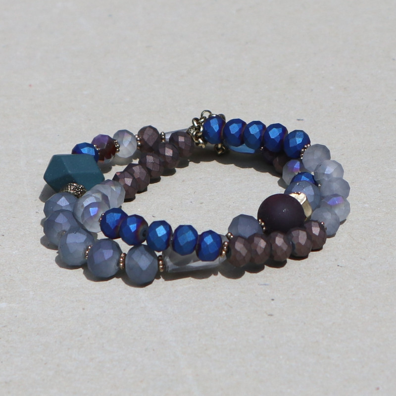 Bracelet double-rangs bleu