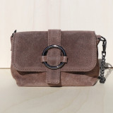 Mini sac en daim, décor boucle, taupe