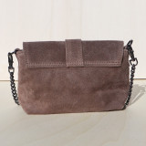 Mini sac en daim, décor boucle, taupe