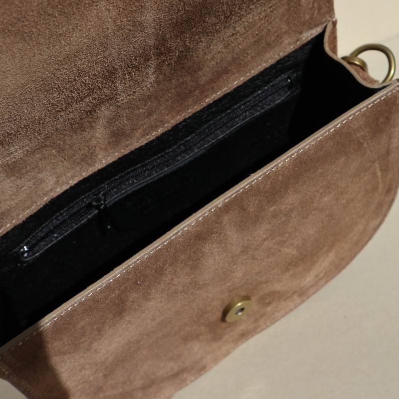 Sac bandoulière rigide taupe