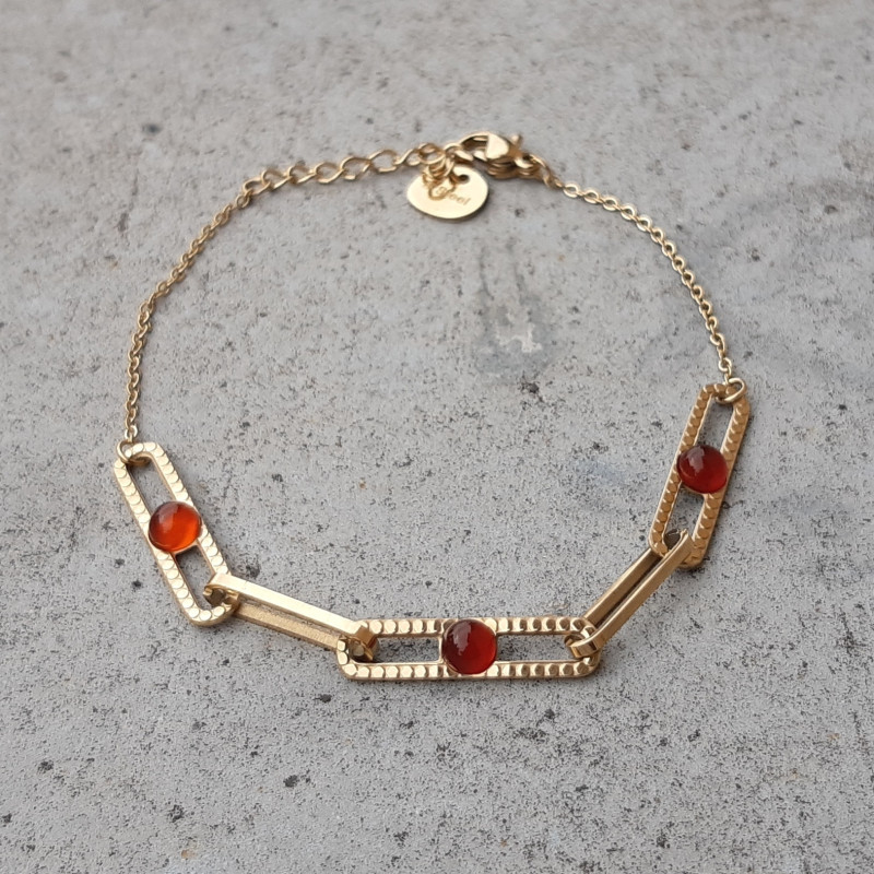 Bracelets maille rectangle rouges, blancs ou noirs