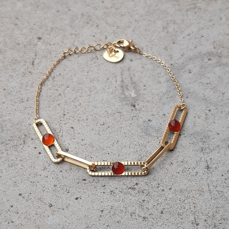 Bracelets maille rectangle rouges, blancs ou noirs