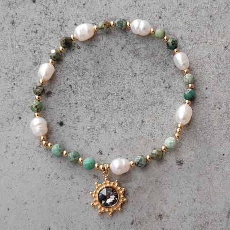 Bracelets perles nacre et vert