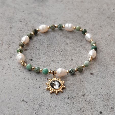 Bracelets perles nacre et vert