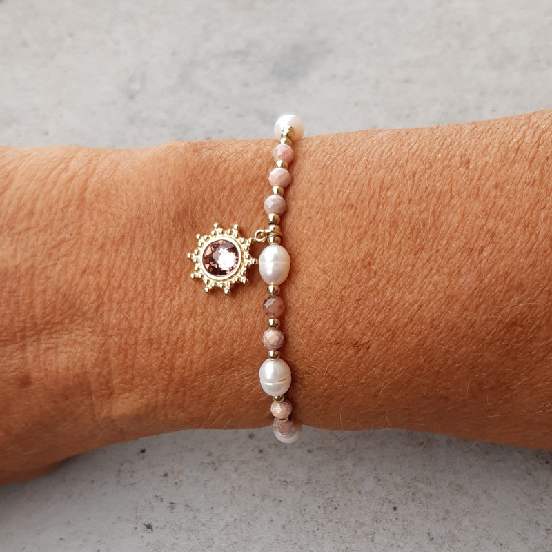 Bracelets perles nacre et rose