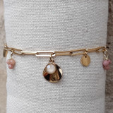 Bracelet maille rectangle rose
