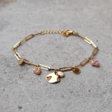 Bracelet maille rectangle rose