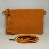 Pochette en daim à pompon, orange