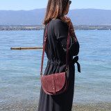 Sac bandoulière rigide bordeaux prune