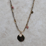 Bracelet maille rectangle rose