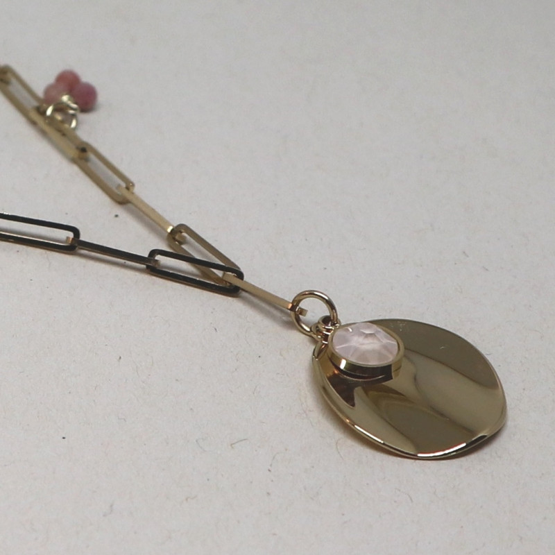 Bracelet maille rectangle rose