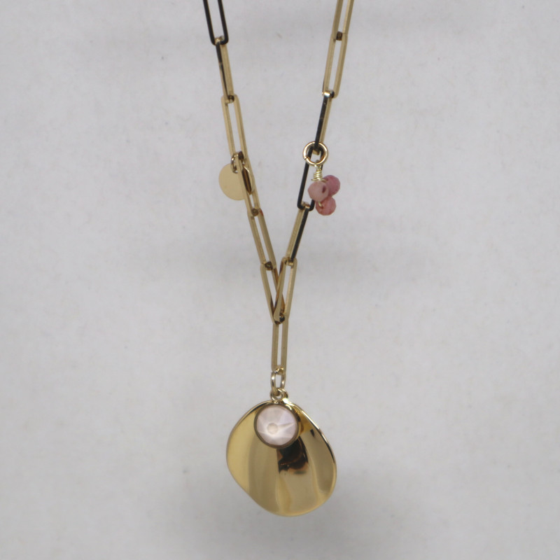 Bracelet maille rectangle rose